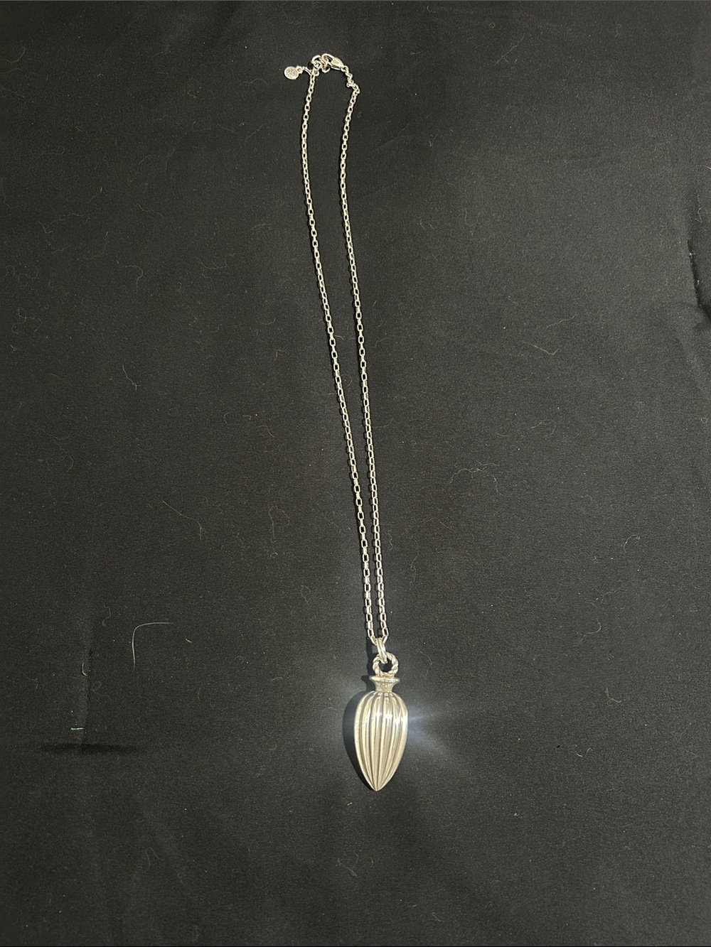 Brighton Silver Ribbed Teardrop Pendant Necklace